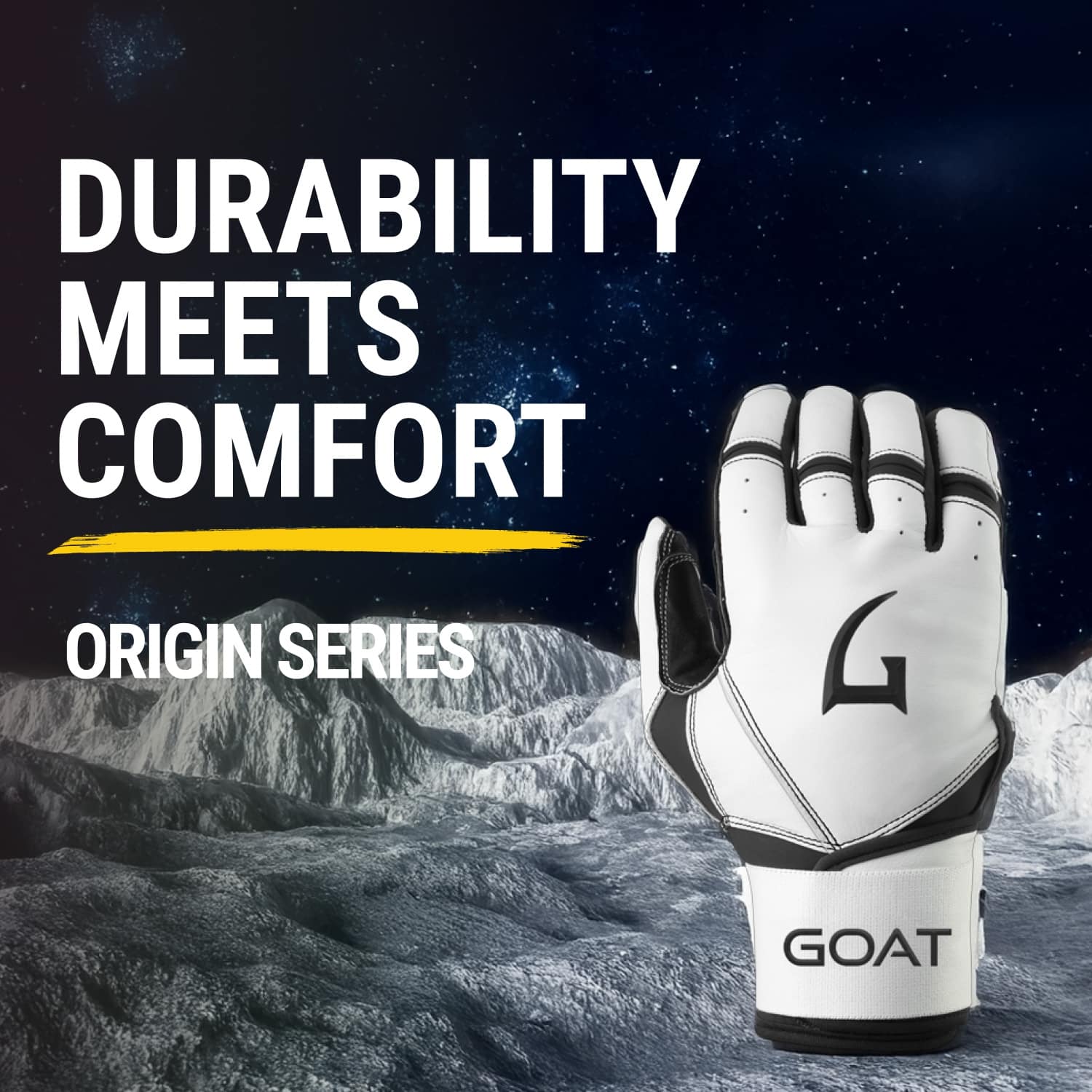 Origin Series Long Cuff White and Black Batting Gloves