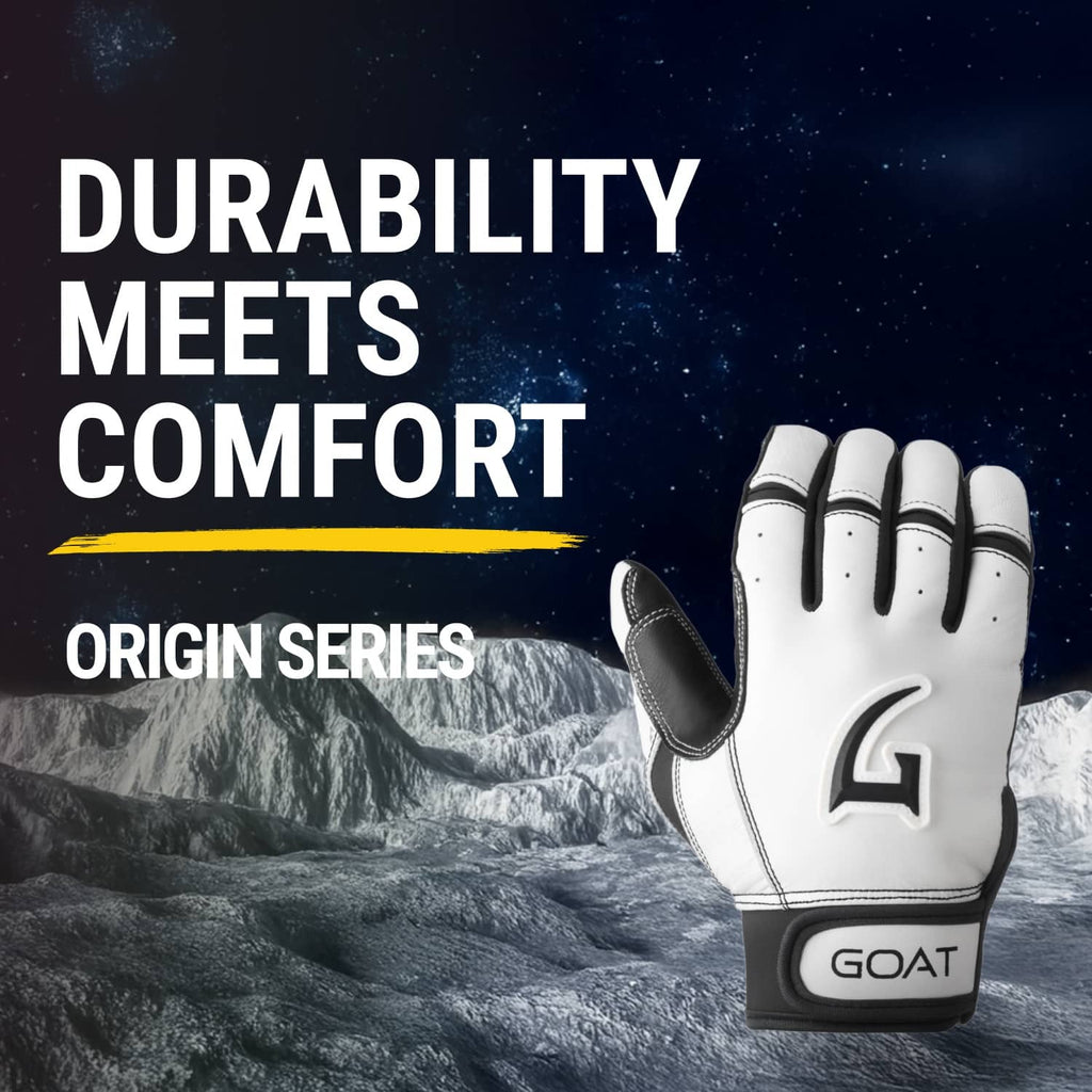 Origin Series Short Cuff White and Black Batting Gloves