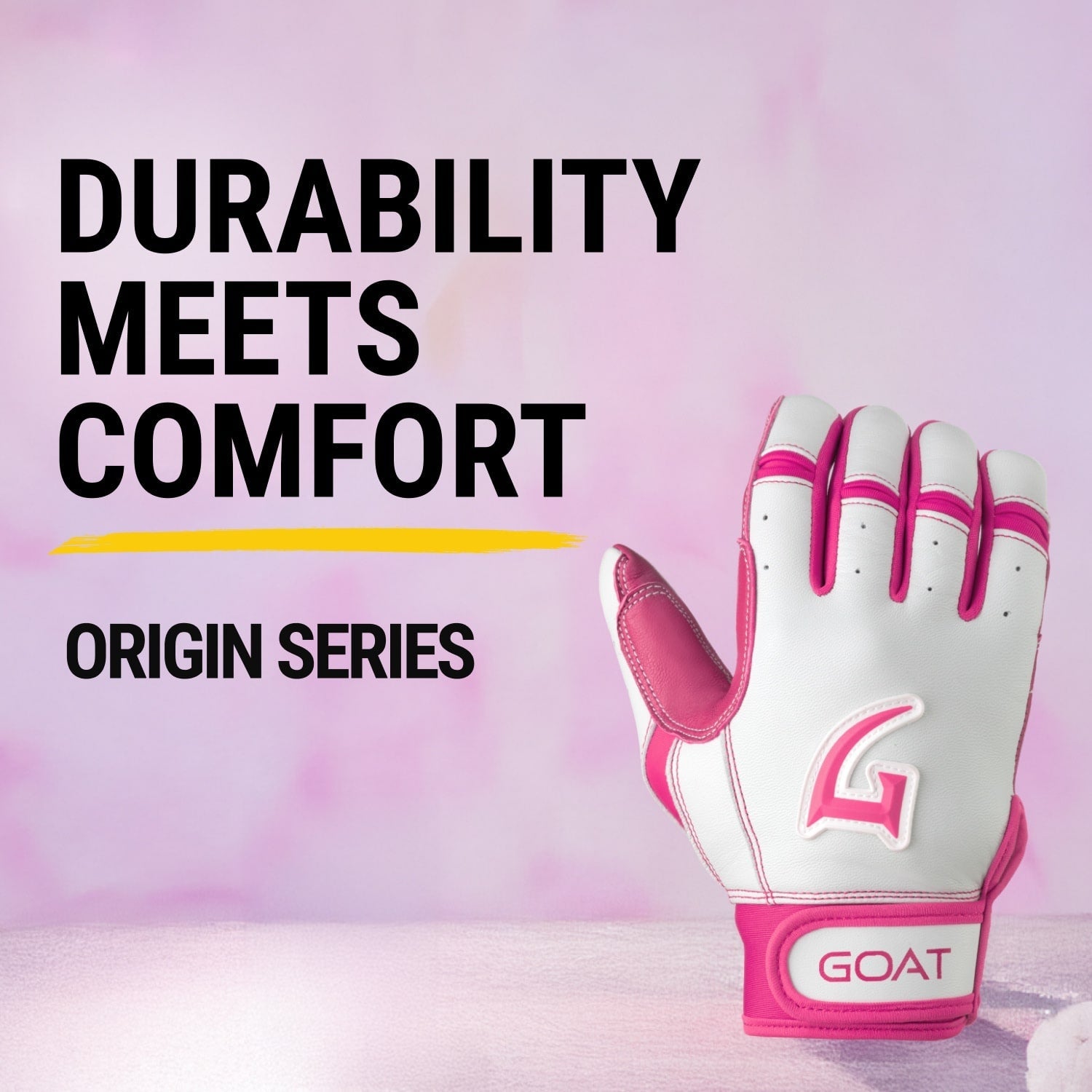 Origin Series Short Cuff White and Pink Batting Gloves
