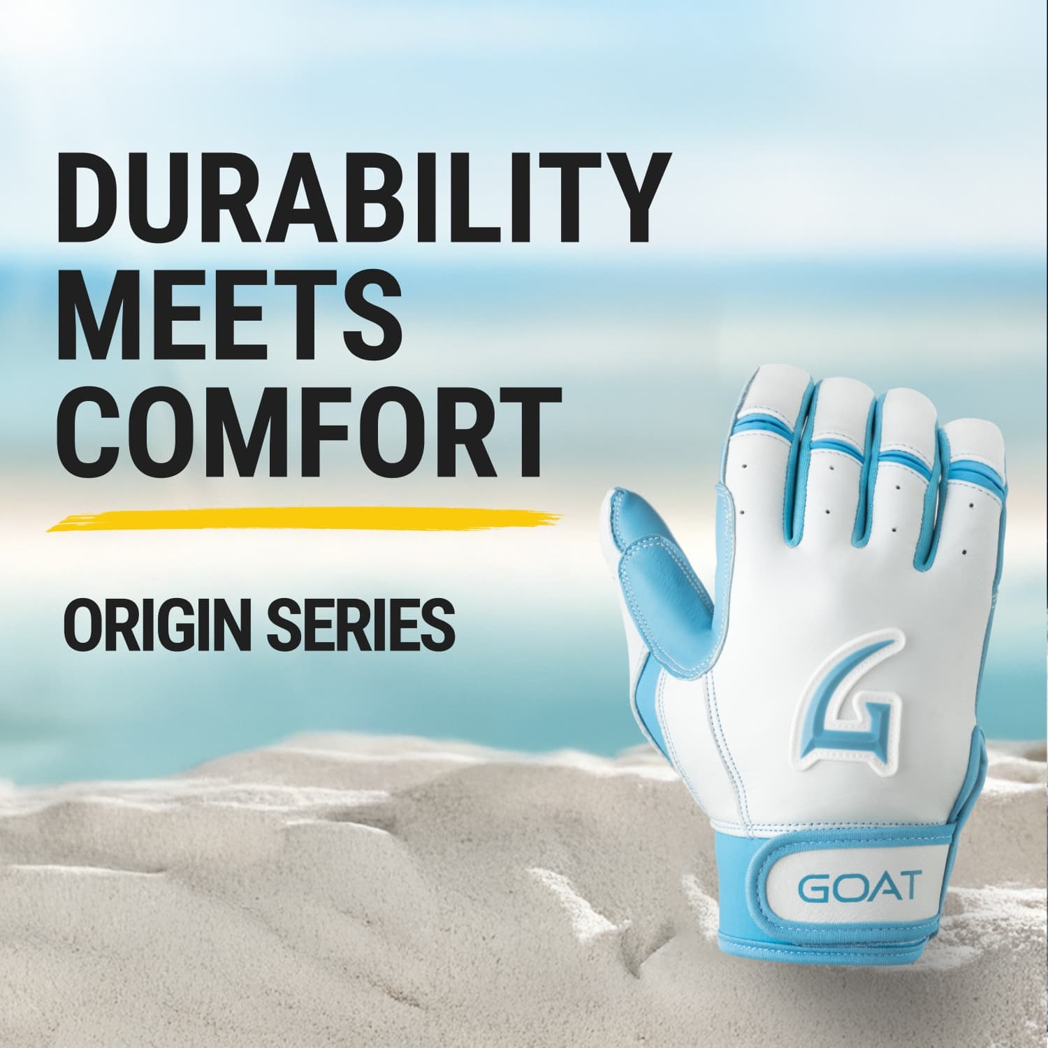 Origin Series Short Cuff White and Electric Blue Batting Gloves