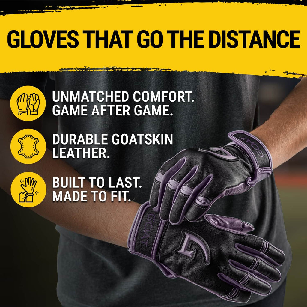 Origin Series Short Cuff Black and Purple Batting Gloves