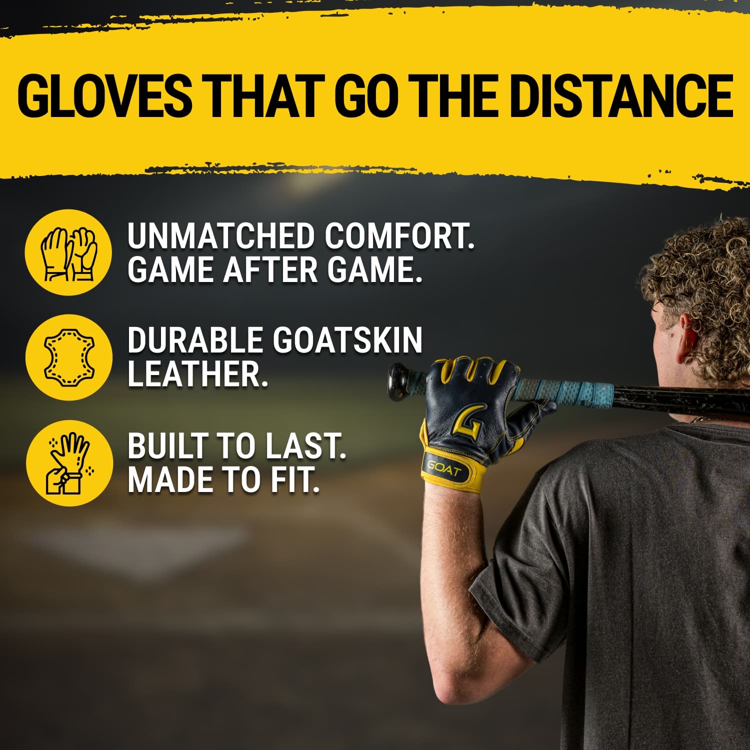 Legacy Series Short Cuff Navy Blue and Yellow Batting Gloves