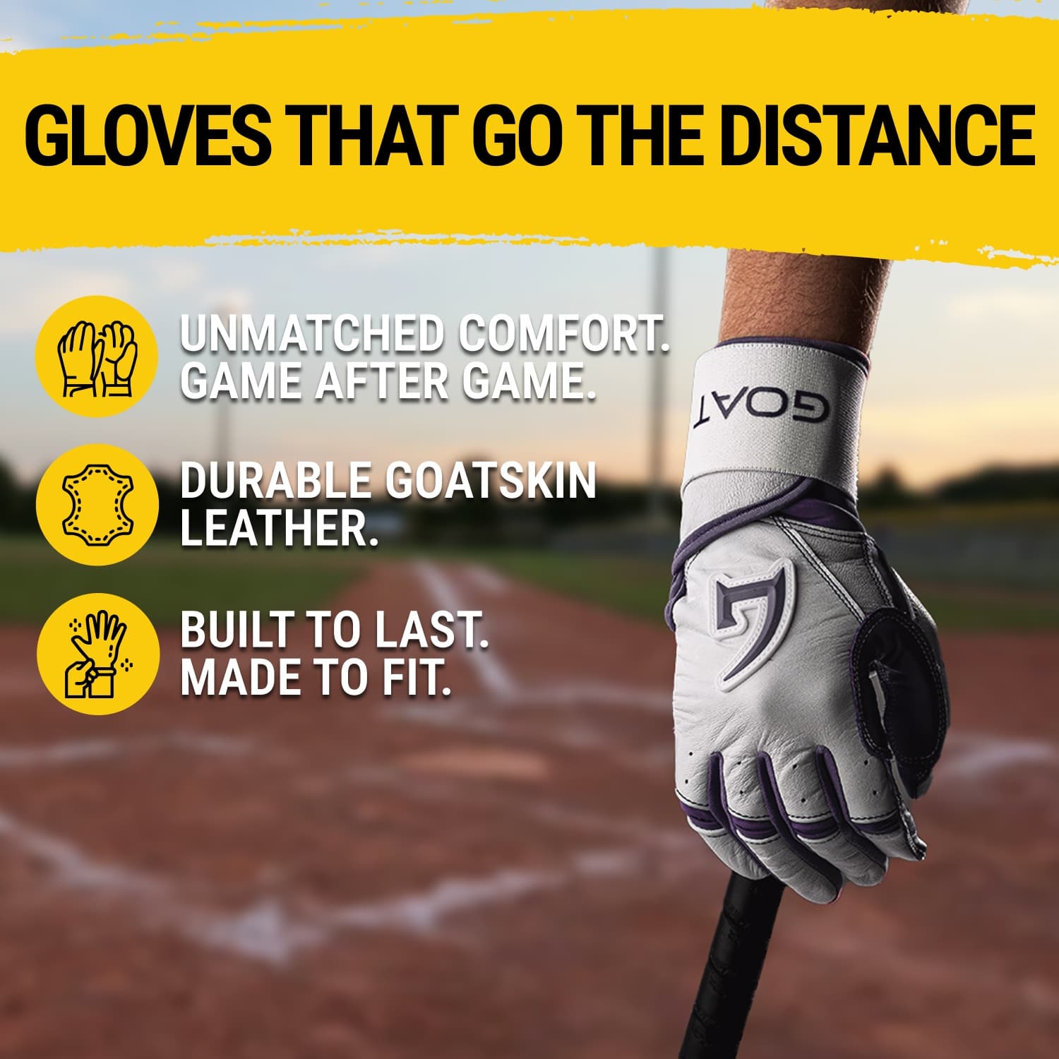 Origin Series Long Cuff White and Purple Batting Gloves