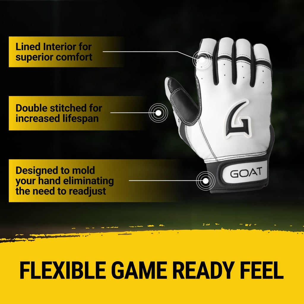 Origin Series Short Cuff White and Black Batting Gloves