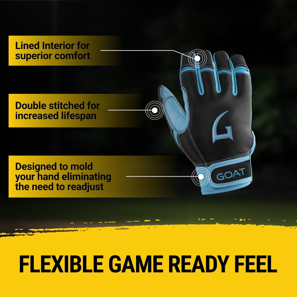 Origin Series Short Cuff Black and Electric Blue Batting Gloves