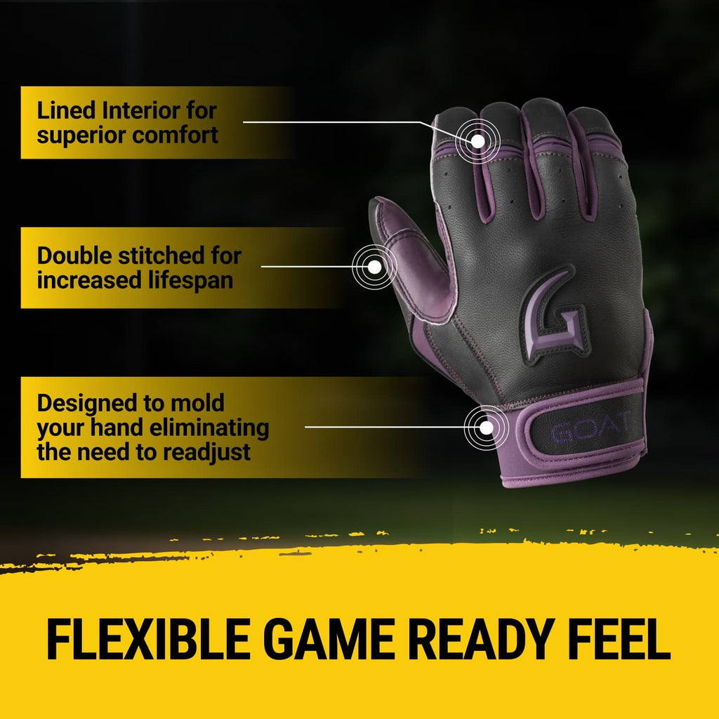 Origin Series Short Cuff Black and Purple Batting Gloves