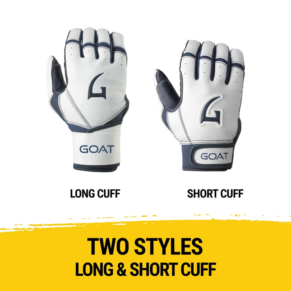 Origin Series Long Cuff White and Navy Blue Batting Gloves