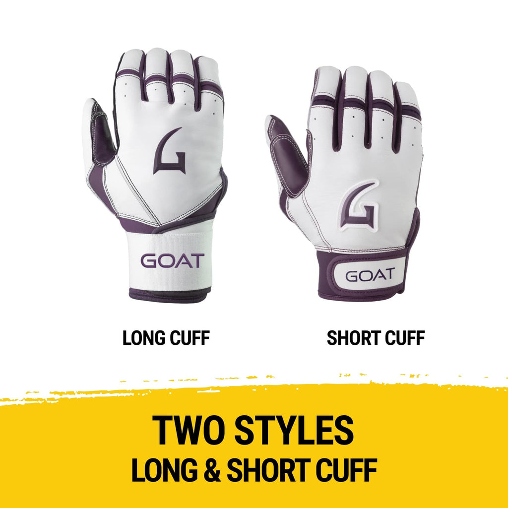 Origin Series Long Cuff White and Purple Batting Gloves