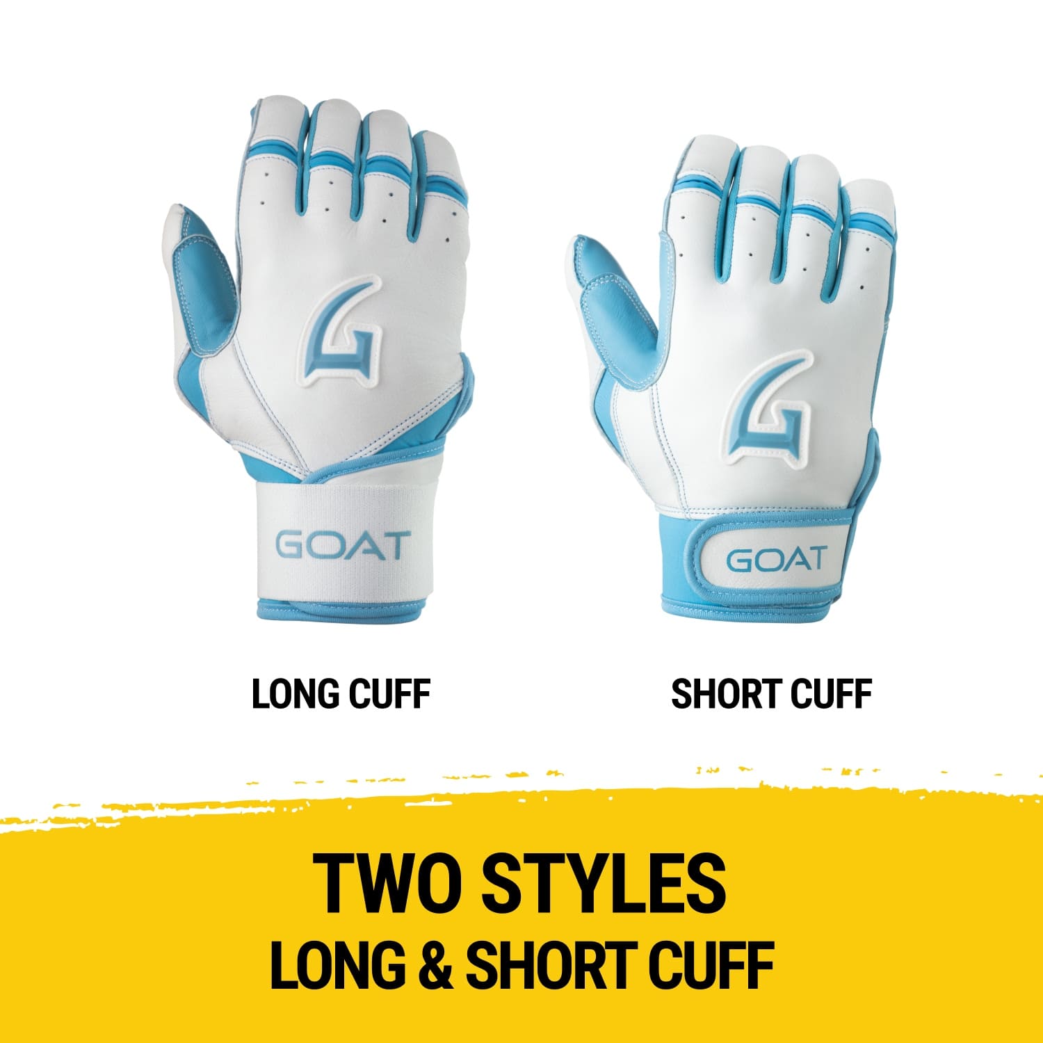 Origin Series Long Cuff White and Electric Blue Batting Gloves