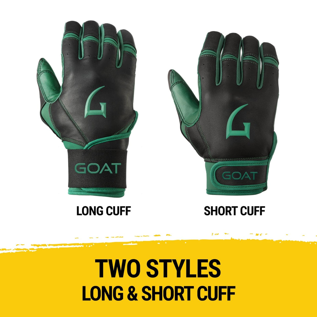 Origin Series Short Cuff Black and Green Batting Gloves