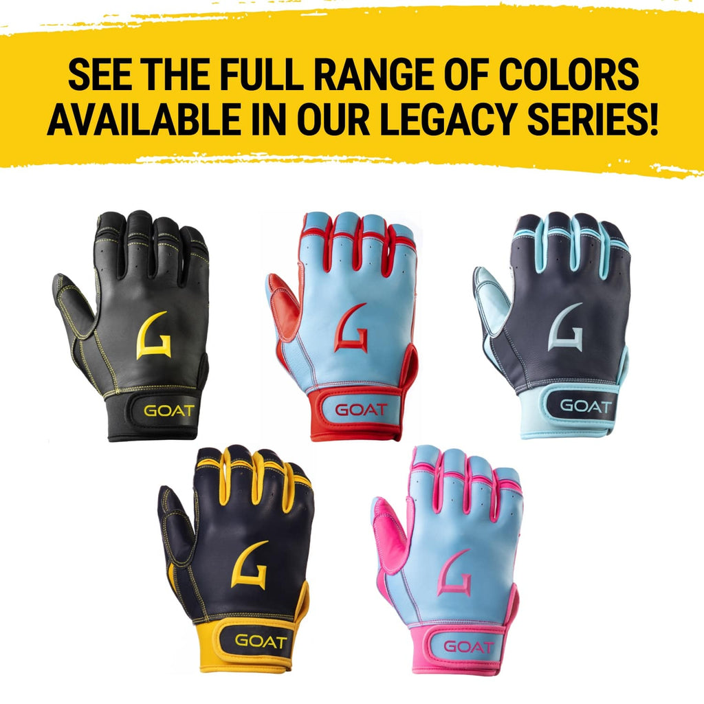 Legacy Series Short Cuff Navy Blue and Powder Blue Batting Gloves