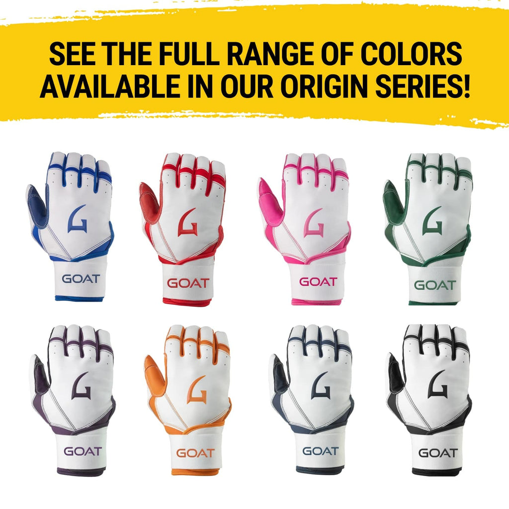 Origin Series Long Cuff White and Navy Blue Batting Gloves
