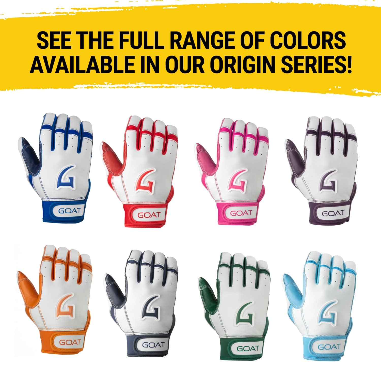 Origin Series Short Cuff White and Black Batting Gloves