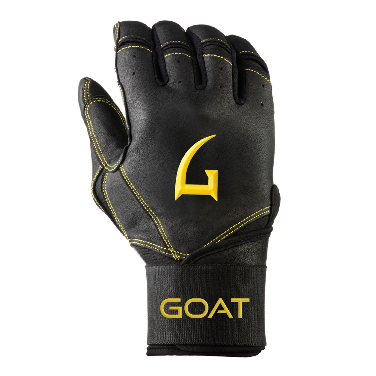 Legacy Series Long Cuff Black and Yellow Batting Gloves