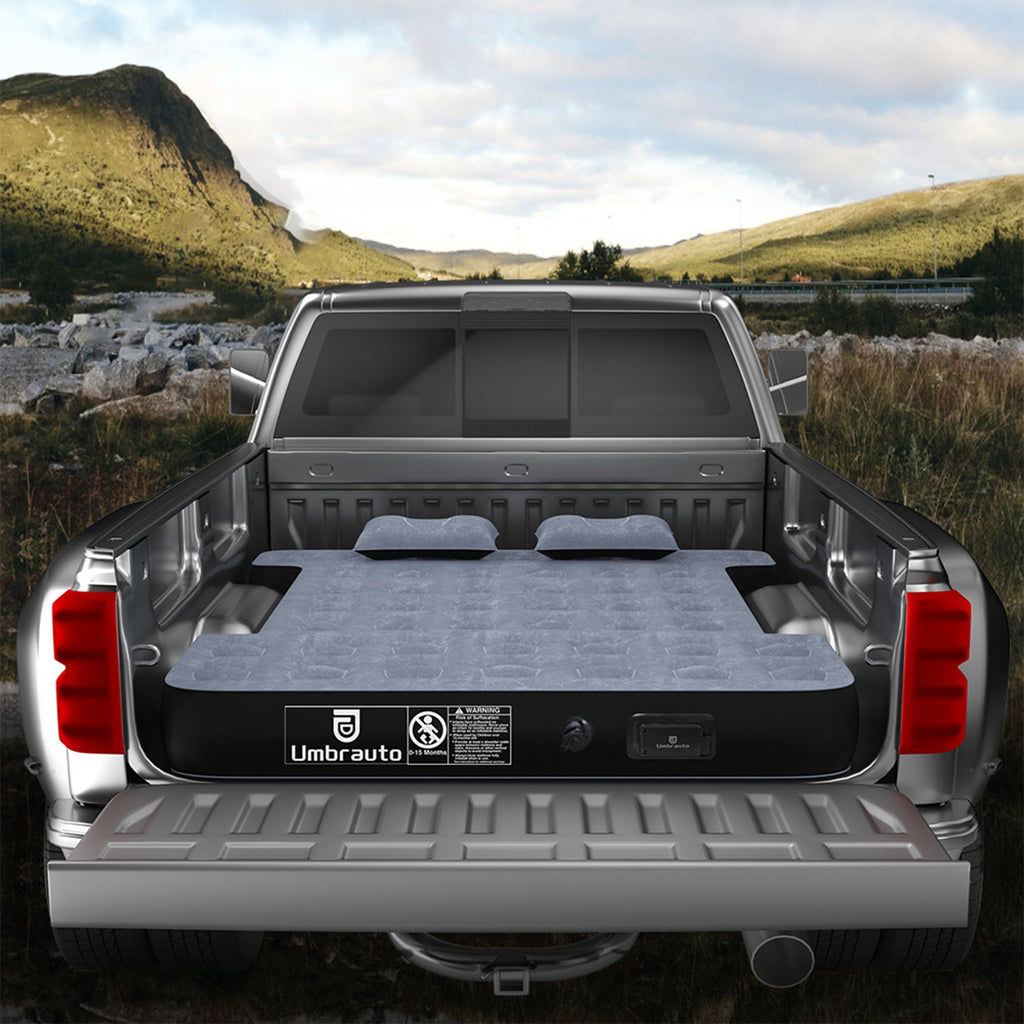Umbrauto 5.5-5.8FT Full Size Truck Bed Mattress with Detachable Pump,Black/Grey