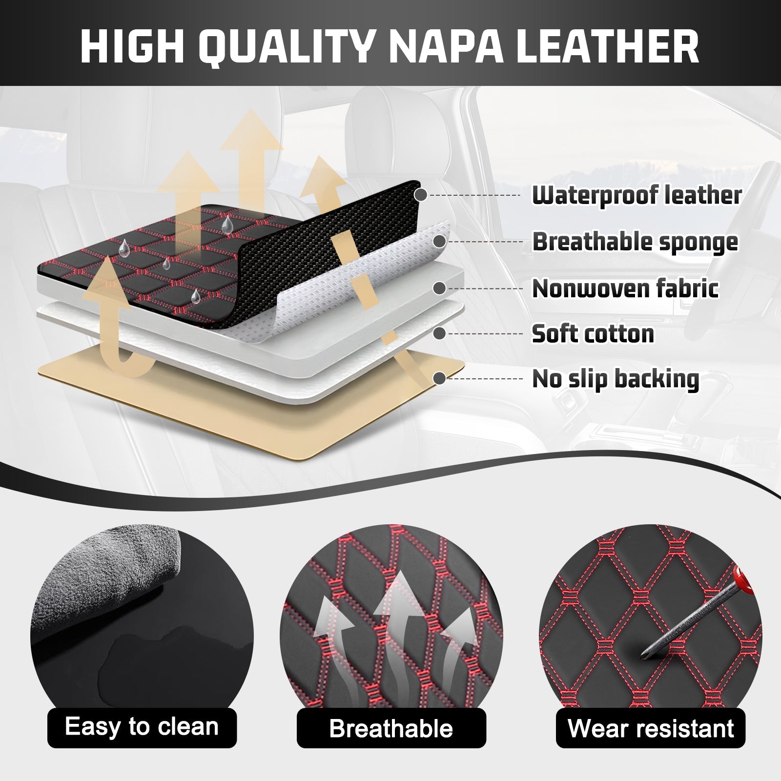 Umbrauto Truck Seat Cover Fit for  Silverado/Sierra,Red