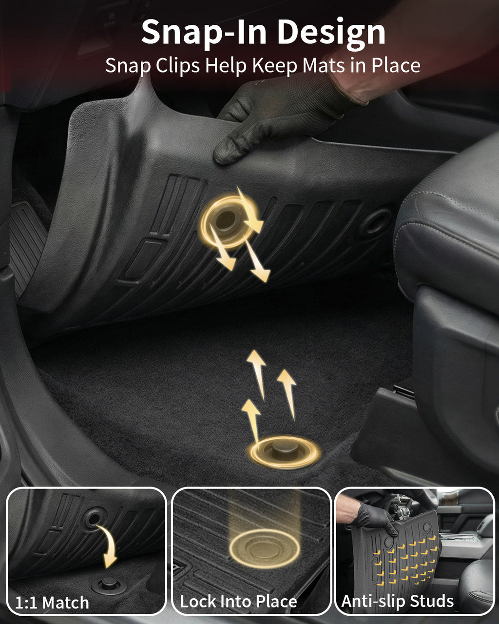 Umbrauto Custom Fit Floor Mats for Ford F150 SuperCrew 2010-2014 (Not for SuperCab or Regular Cab), All Weather TPE Pickup Truck Floor Liners for Front and Rear Row, Durable Non-Slip Automotive Mats