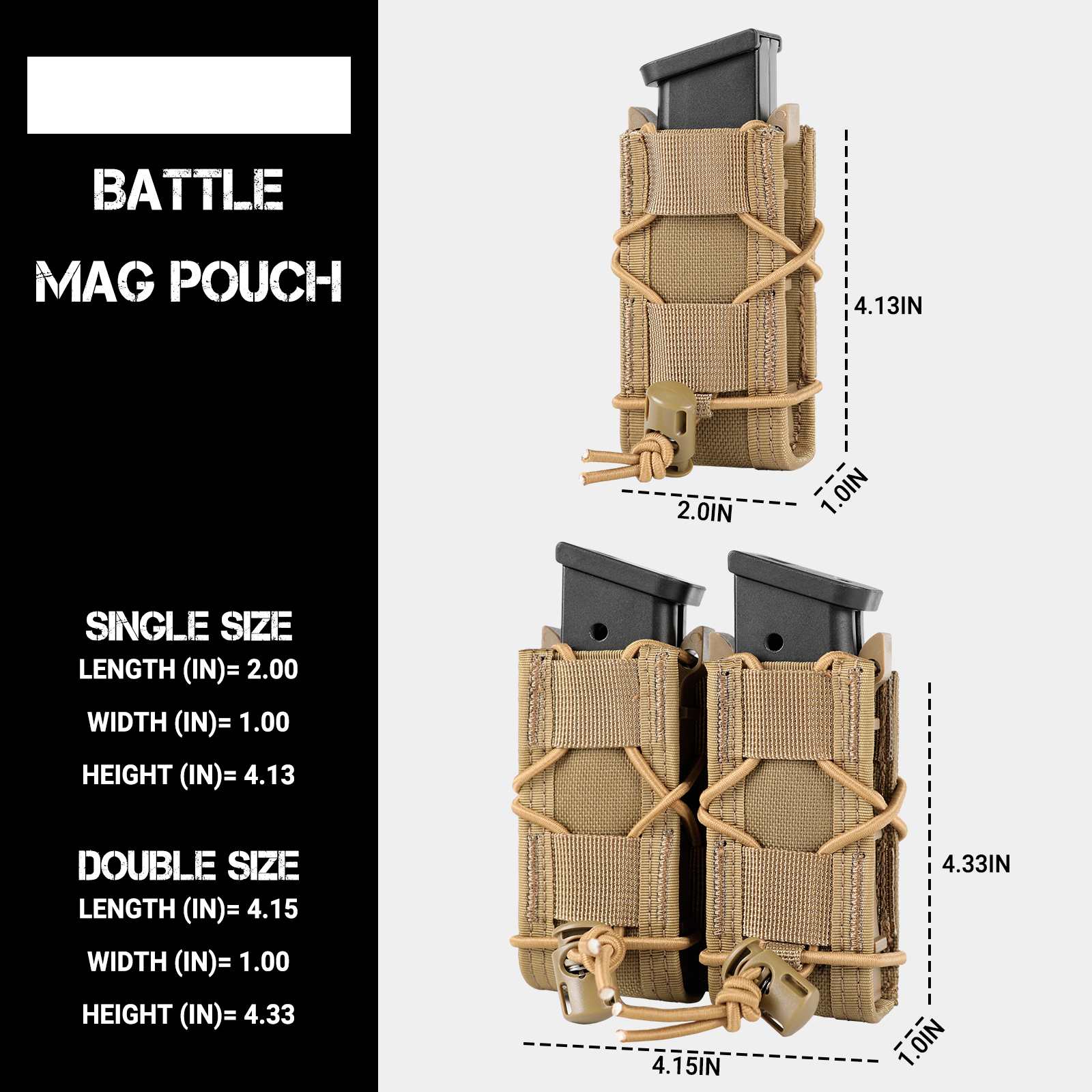 Votagoo Molle Mag Pouch 9mm/.40 Caliber Single/Dual Stack Adjustable Mag Pouch