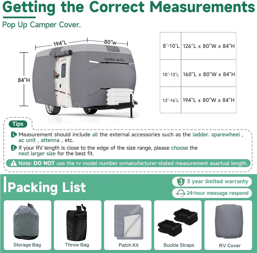 Umbrauto 7 Layers Top Fiberglass Travel Trailer Cover