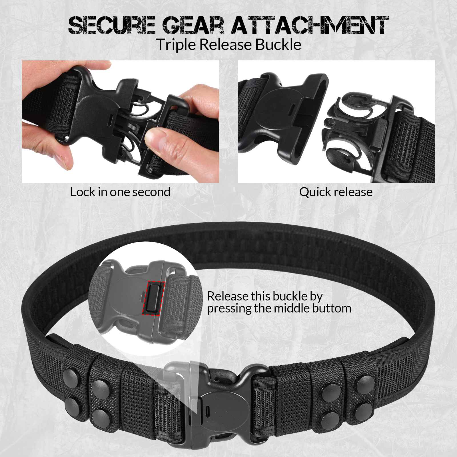 Duty Belt 2'' Police Belts with Hook Lining