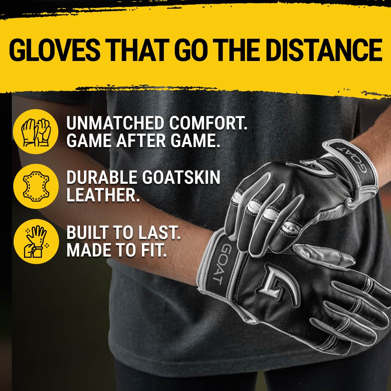 Origin Series Short Cuff Black and White Batting Gloves