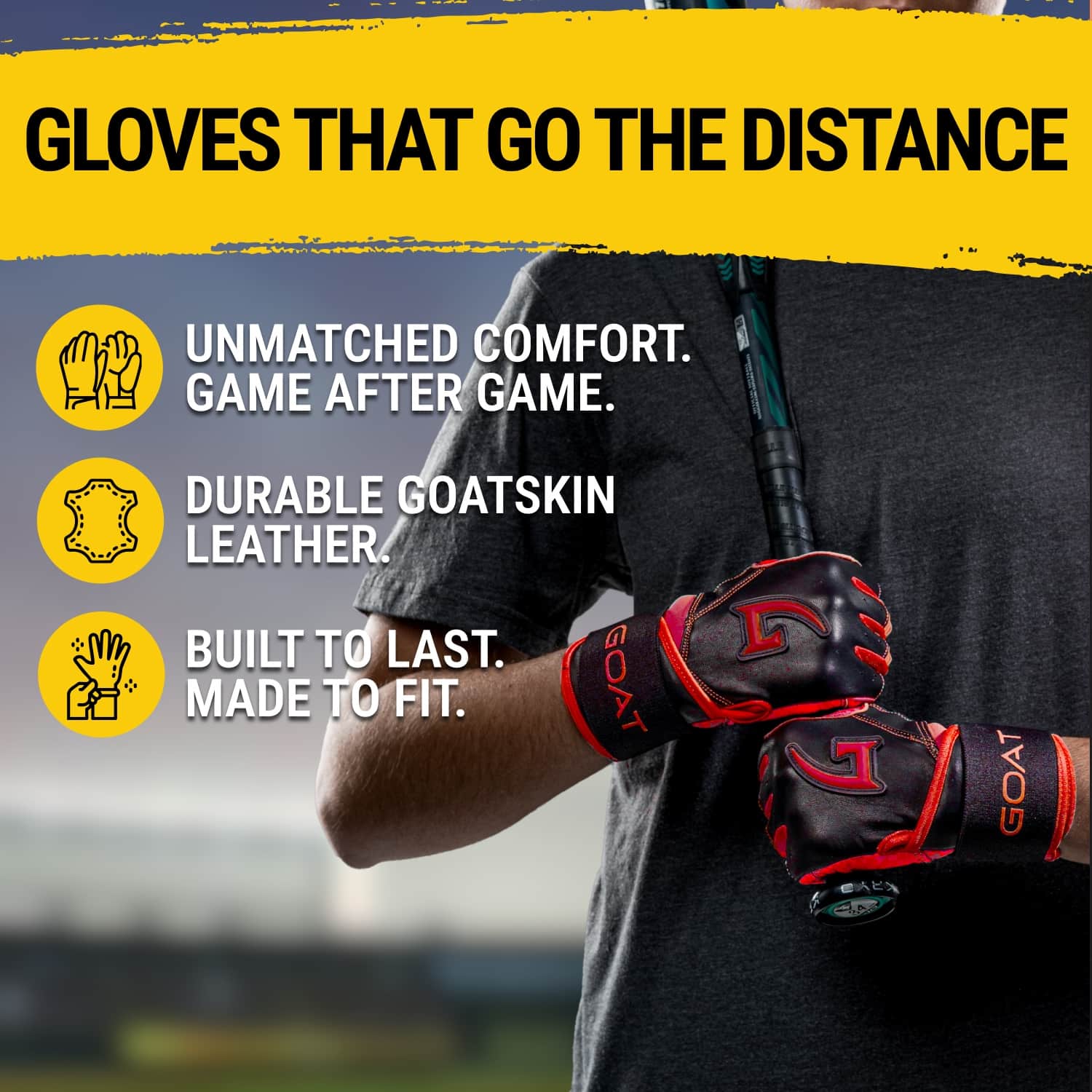 Origin Series Long Cuff Black and Red Batting Gloves