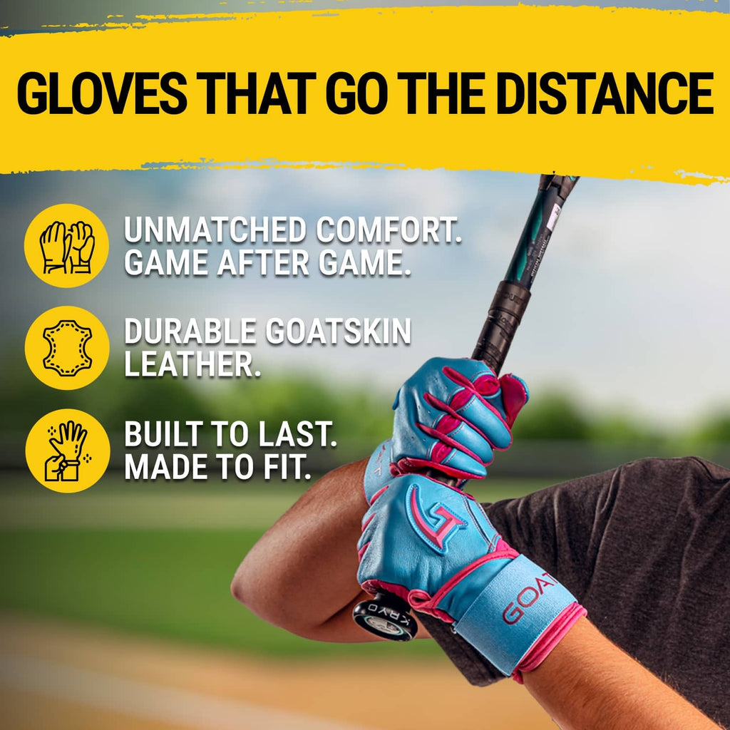 Legacy Series Long Cuff Electric Blue and Pink Batting Gloves