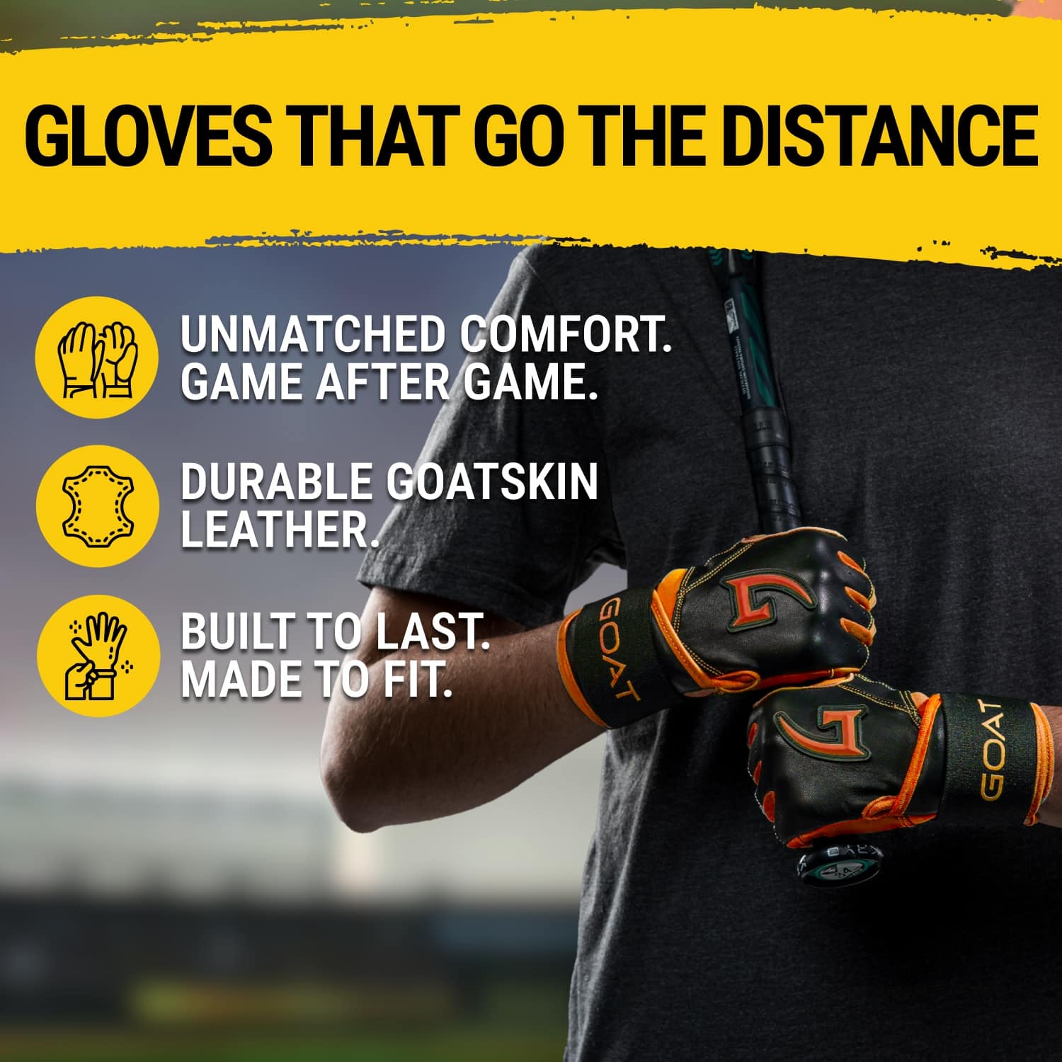 Origin Series Long Cuff Black and Orange Batting Gloves