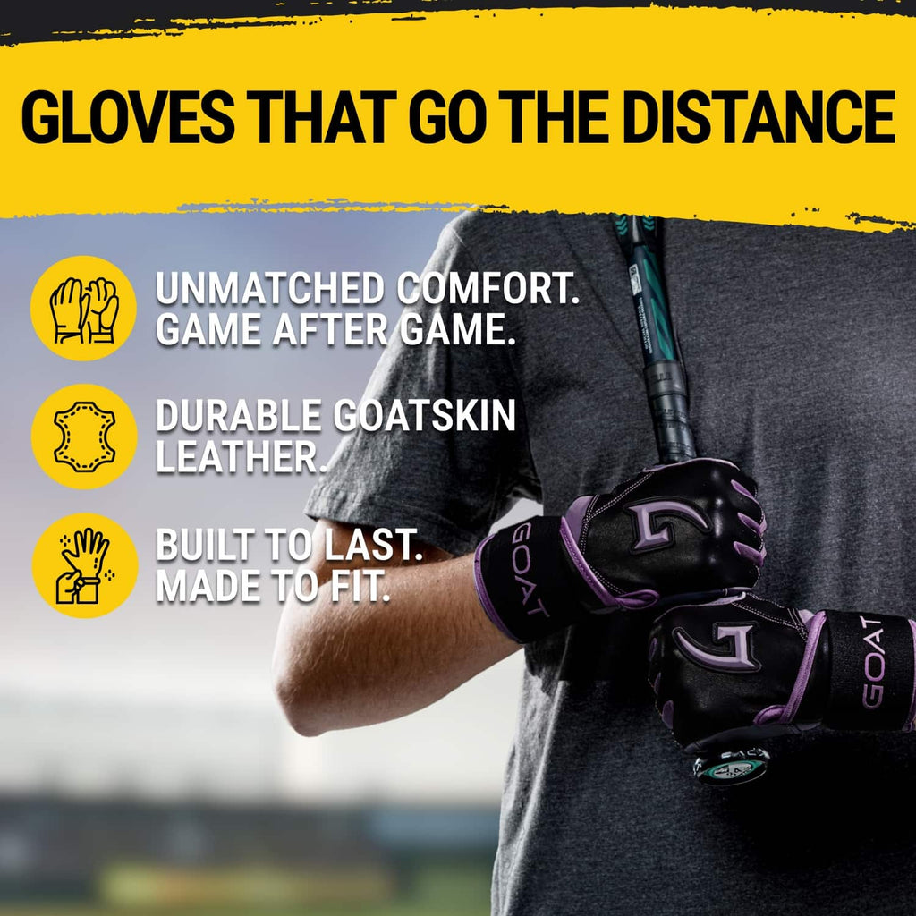 Origin Series Long Cuff Black and Purple Batting Gloves