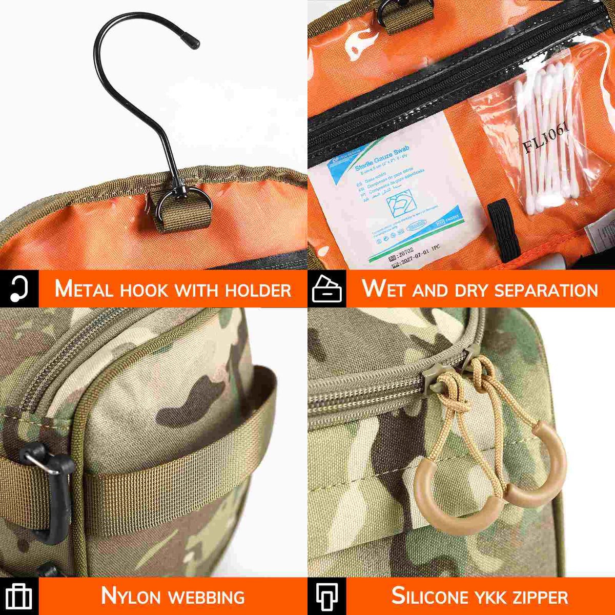 Votagoo Portable Tactical Cosmetic Organizer Pouch Nylon Hanging Makeup Storage