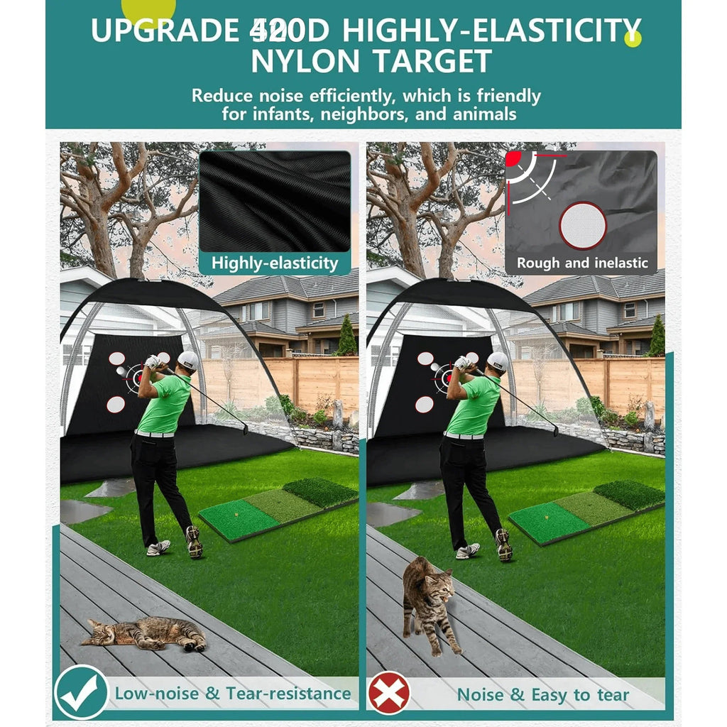 10x7FT Golf Practice Net with Mat & Target – Backyard Driving & Chipping Aid