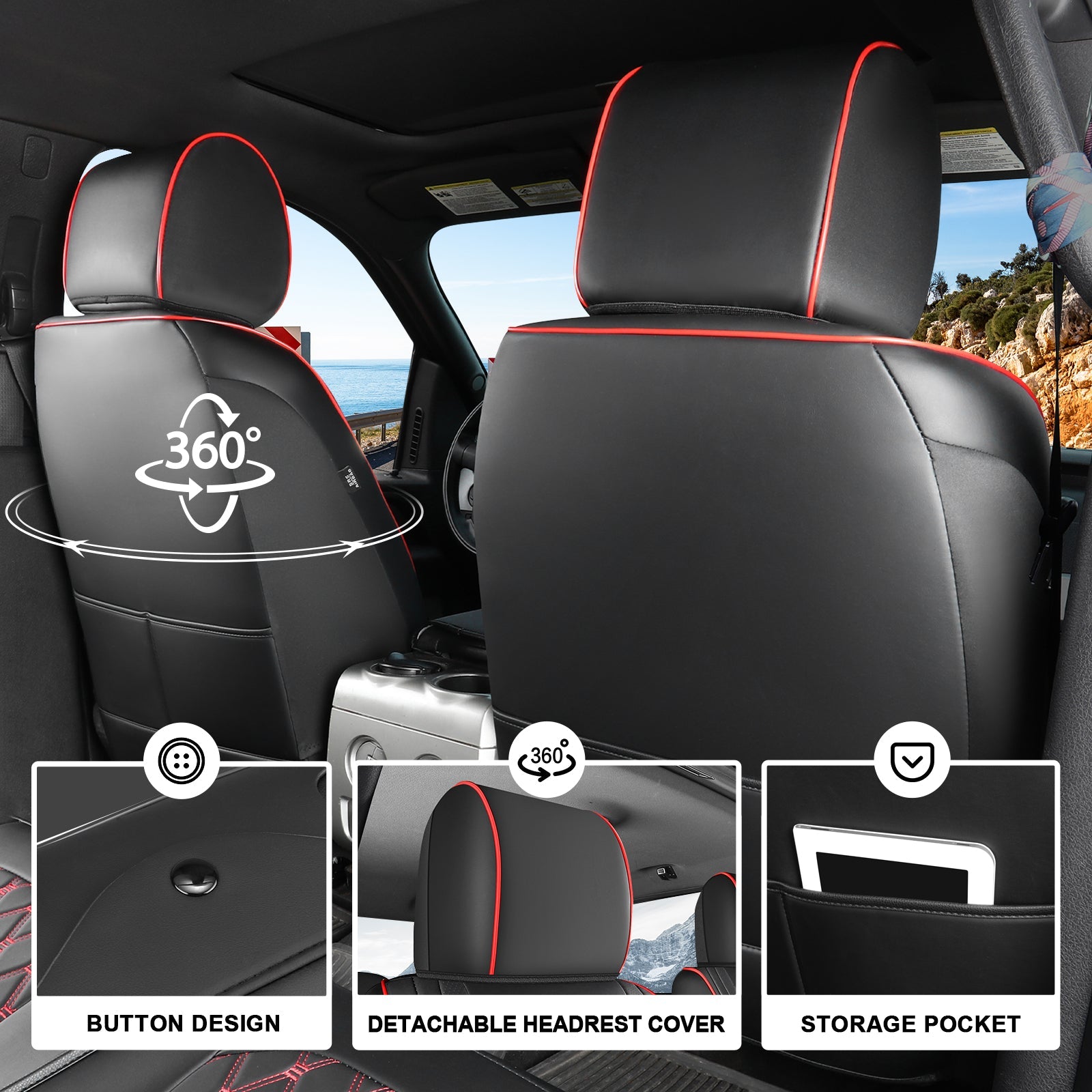 Umbrauto Truck Seat Cover Fit for  Silverado/Sierra,Red