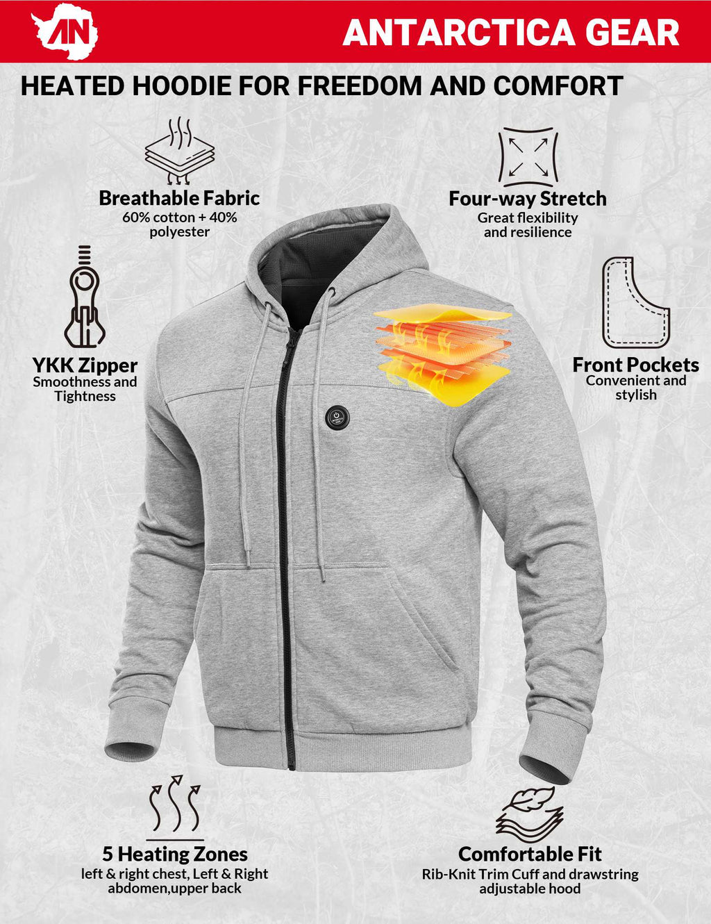 ANTARCTICA GEAR Heated Hoodie Sweater for Women Heated Sweatshir