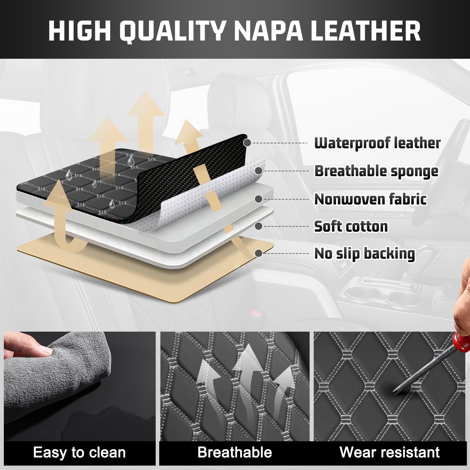 Umbrauto Truck Seat Cover Fit for Silverado and Sierra,Gray