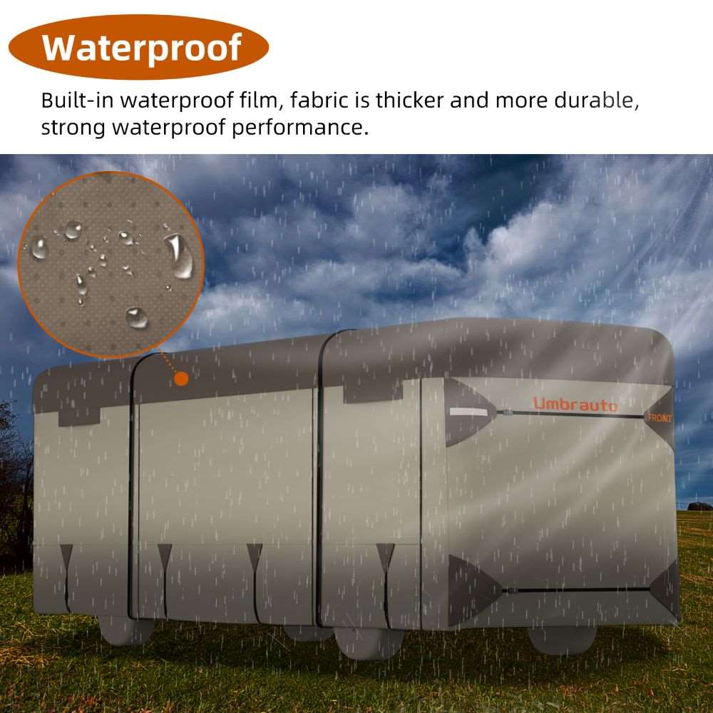 Umbrauto Class A RV Cover Upgraded Heavy Duty 7 Layers Top Windproof Breathable Class A Motorhome Camper Cover,Khaki