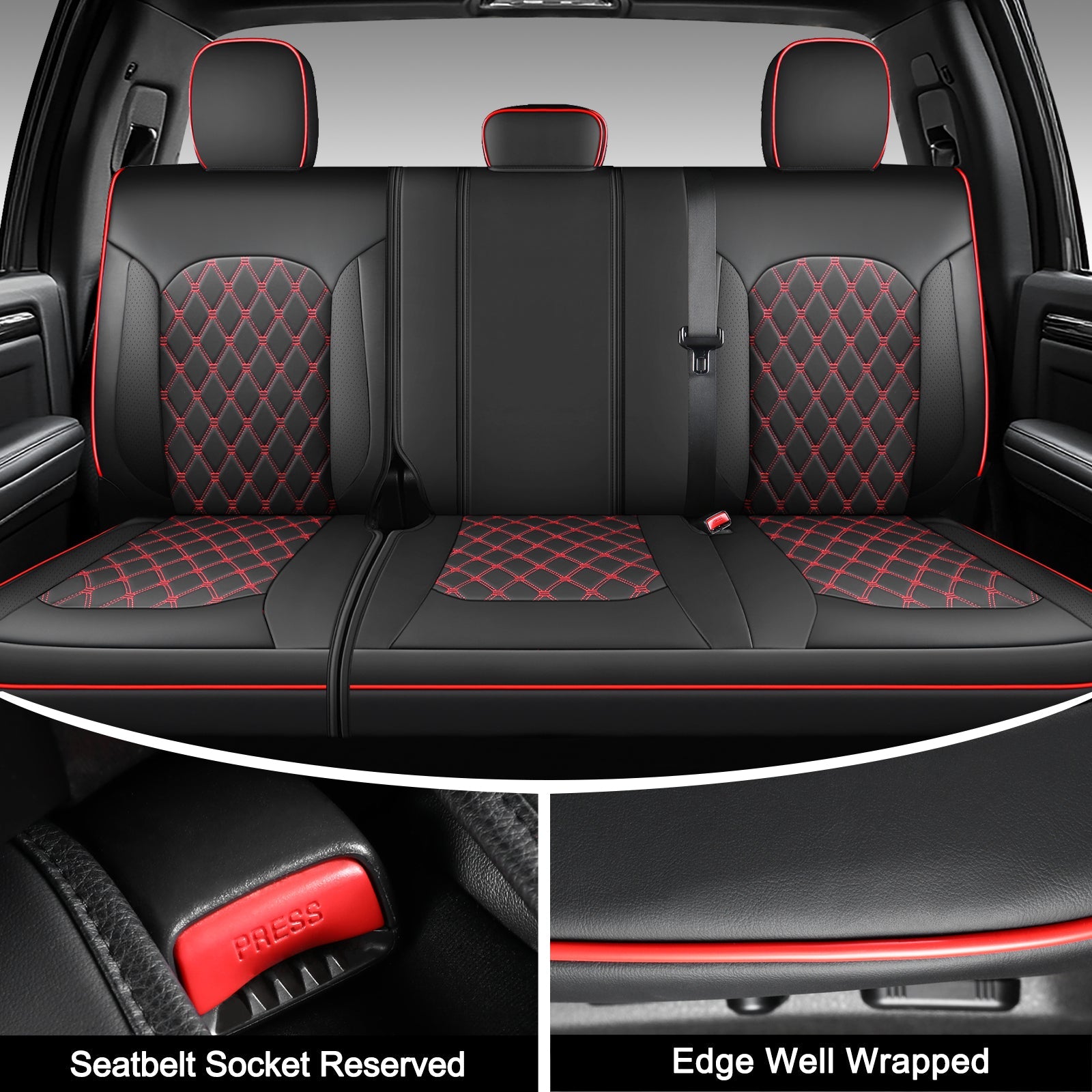 Umbrauto Truck Seat Cover Fit for  Silverado/Sierra,Red