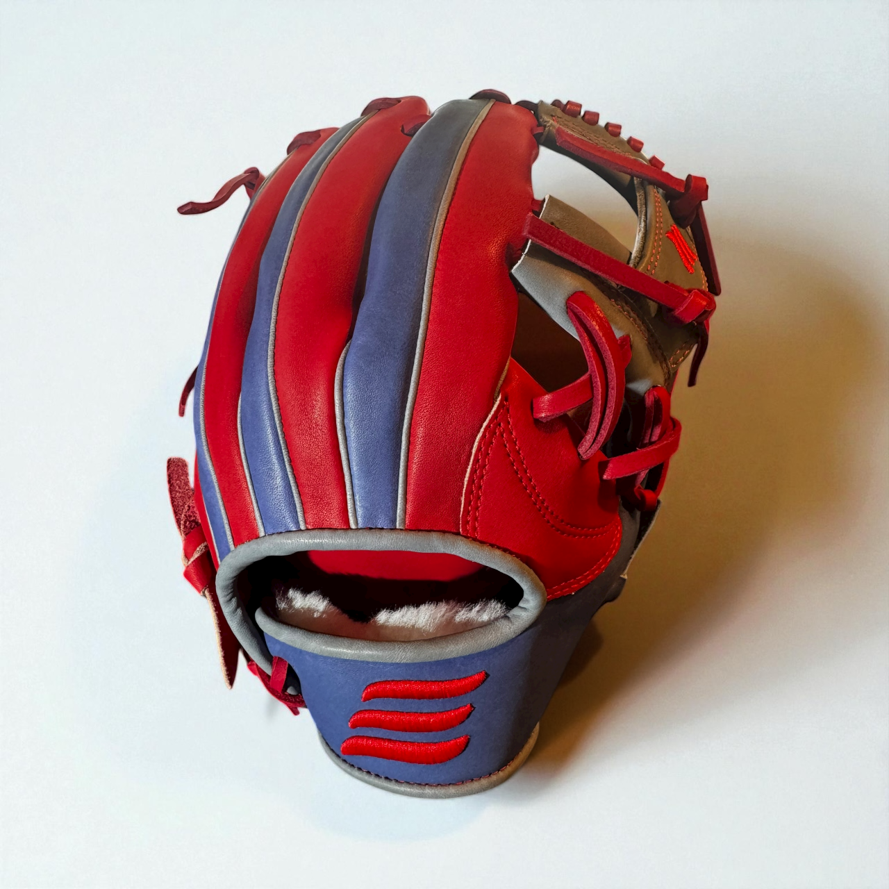 Custom Emery Glove | 11.5" I-Web | Red/Blue/Grey | PURSUE MASTERY! | FREE SHIP