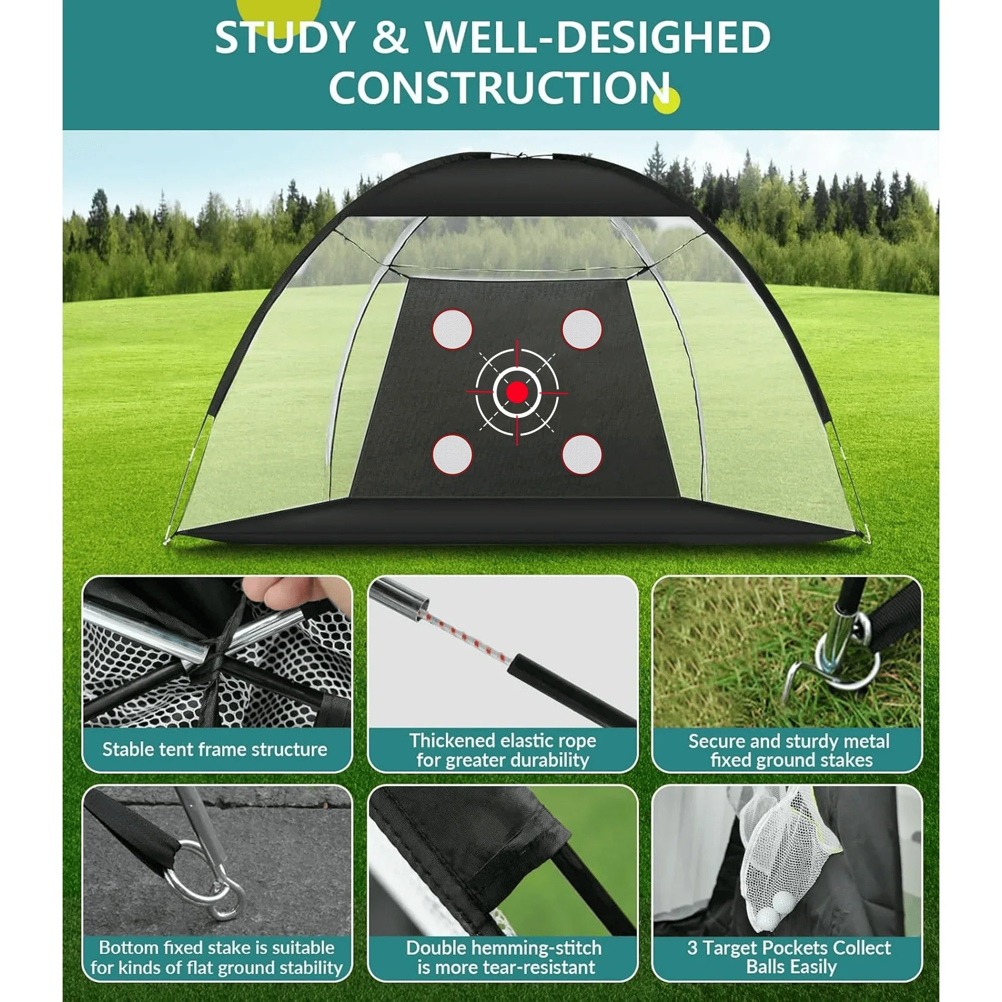 10x7FT Golf Practice Net with Mat & Target – Backyard Driving & Chipping Aid