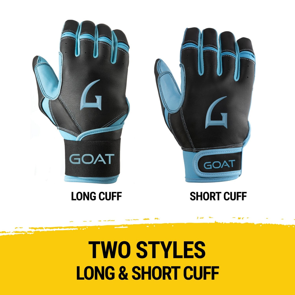 Origin Series Long Cuff Black and Electric Blue Batting Gloves