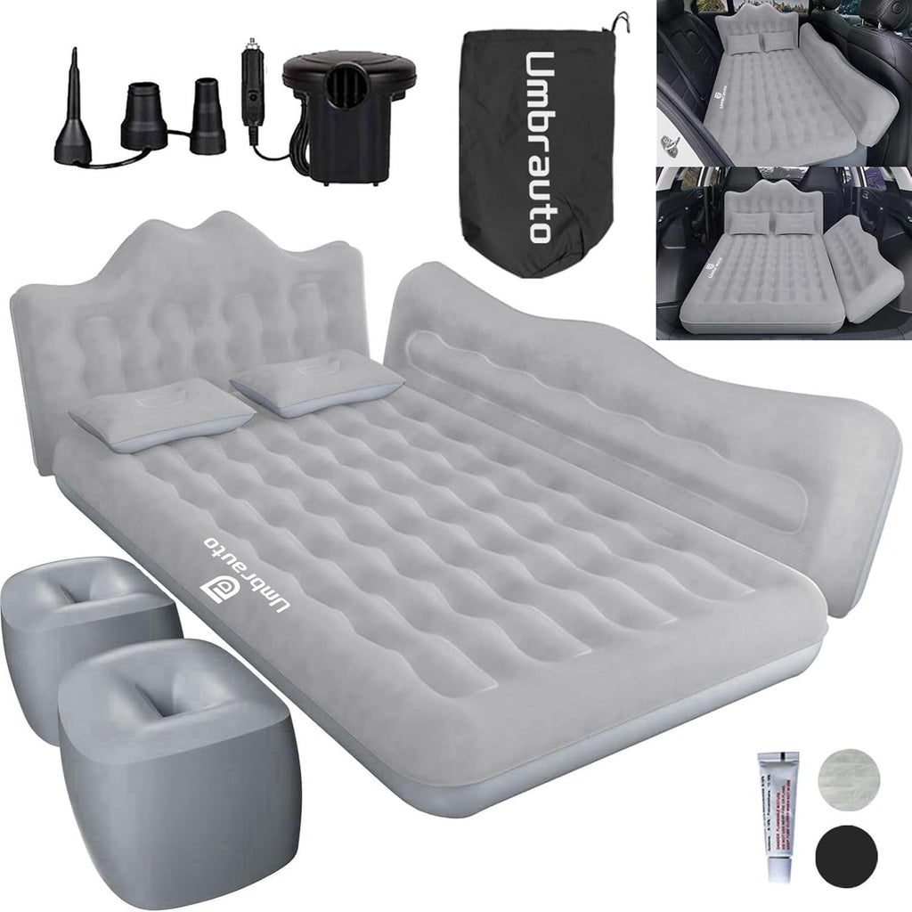 Umbrauto 29.53in/75cm Wide Car Air Mattress Inflatable SUV, Truck & Van Back Seat Camping Bed with Pump & Pillows, Gray