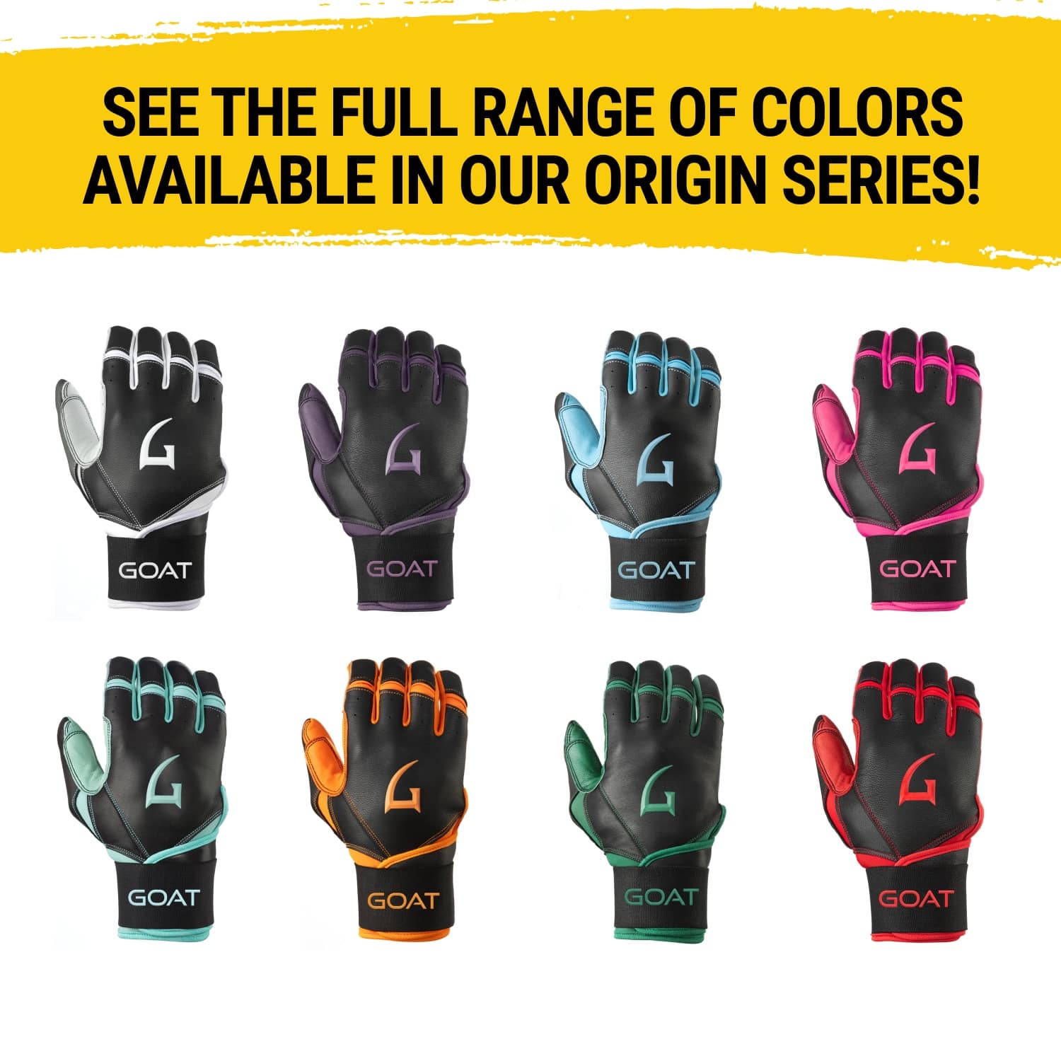 Origin Series Long Cuff Black and White Batting Gloves