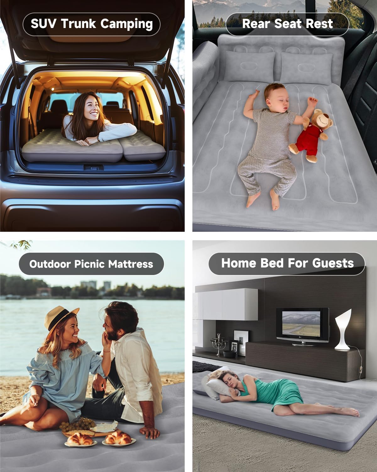 Umbrauto 23.62in/60cm Wide Inflatable Truck Mattress Car & SUV Back Seat Camping Bed with Pump