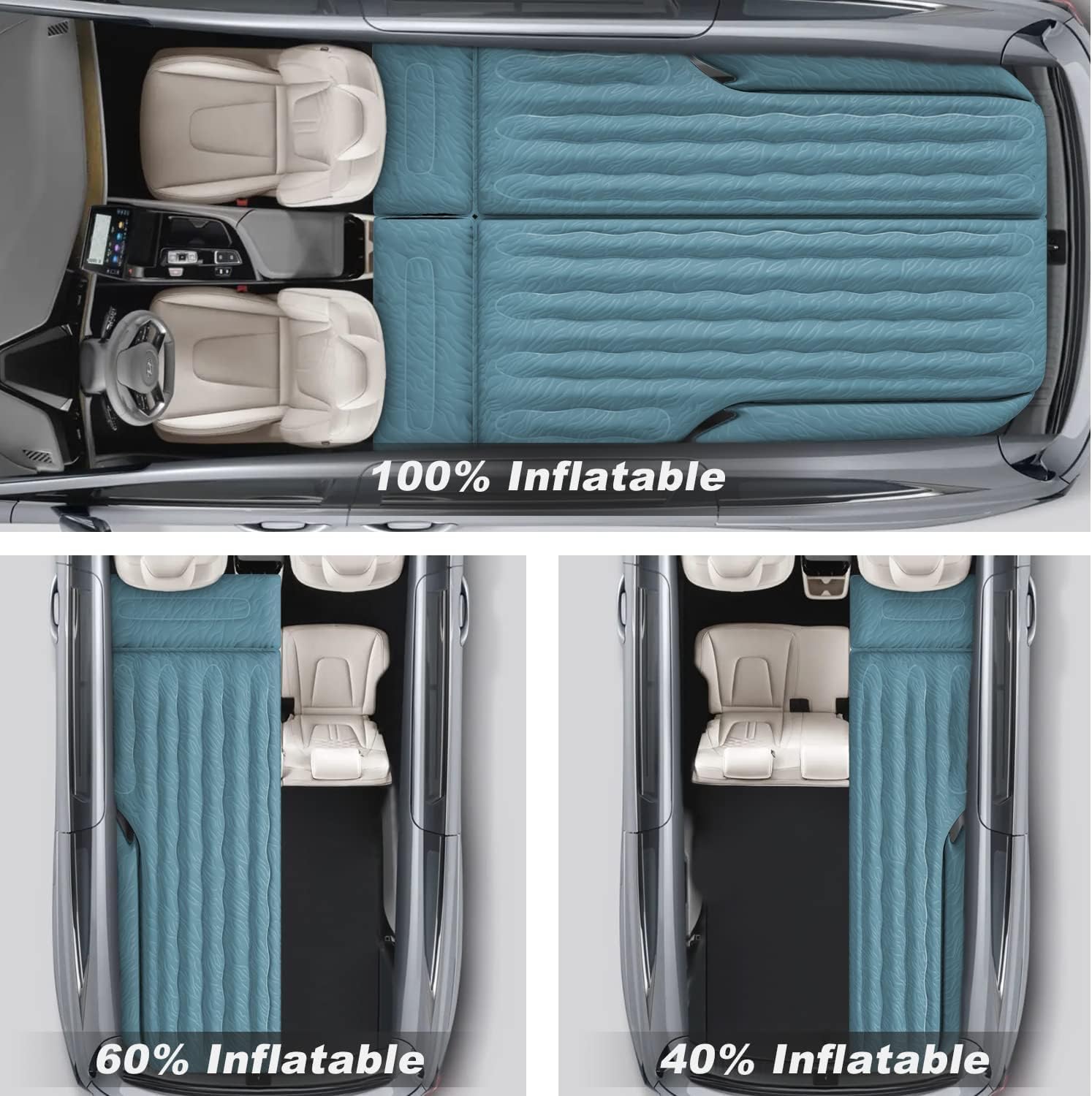 Umbrauto 63in Extended SUV Mattress Quick Inflate, Includes Pump & 2 Pillows£¬Teal