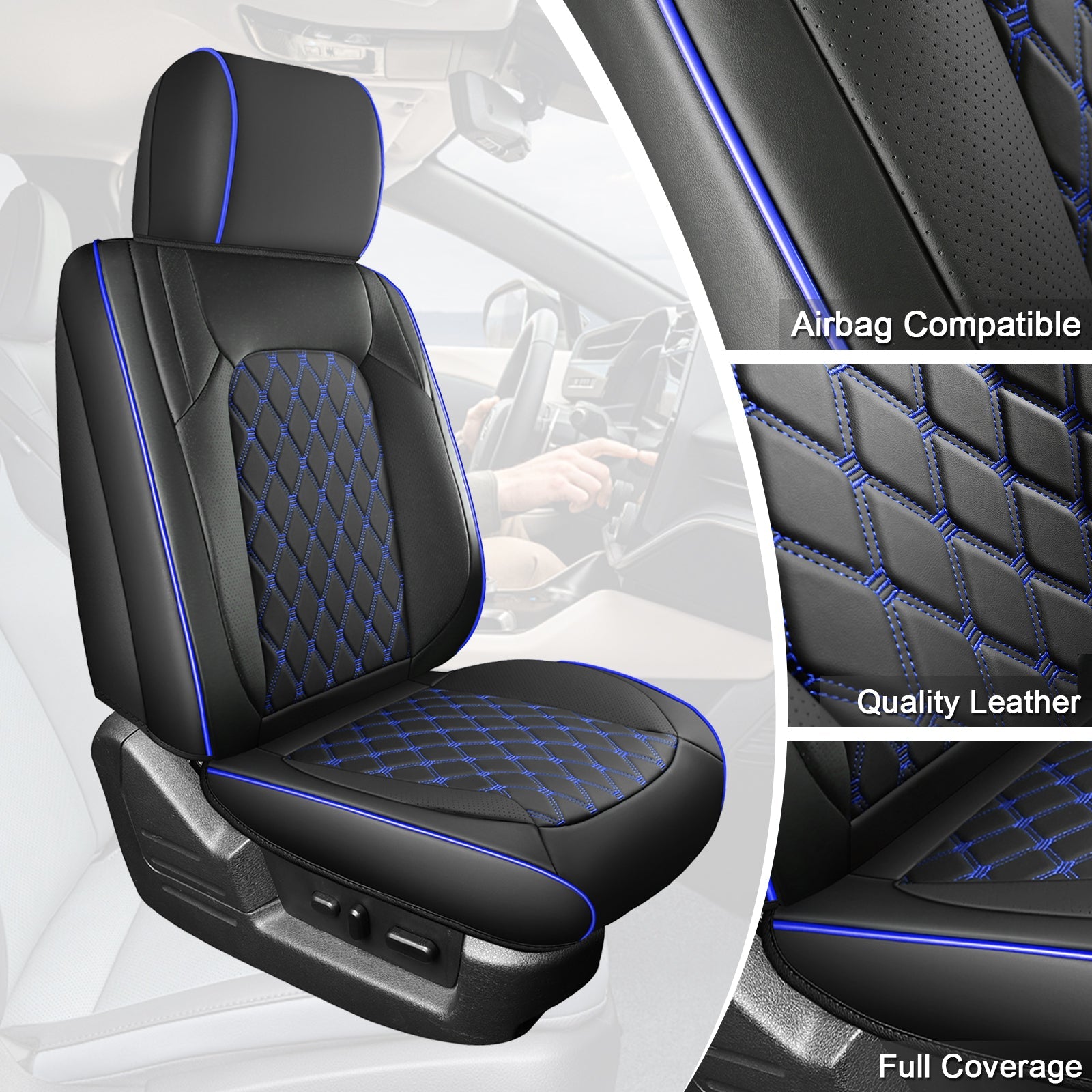 Umbrauto Truck Seat Cover Fit for Silverado and Sierra,Blue