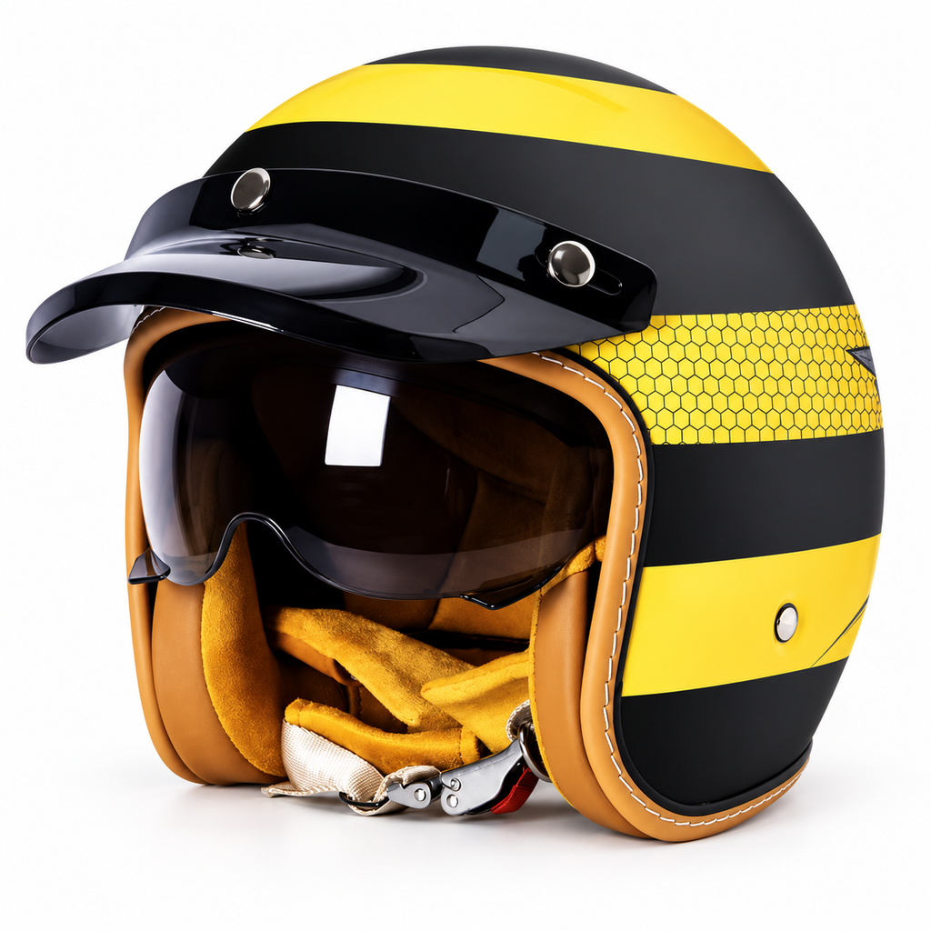 The Street King - Vintage Open Face Helmet - DOT & ECE Approved