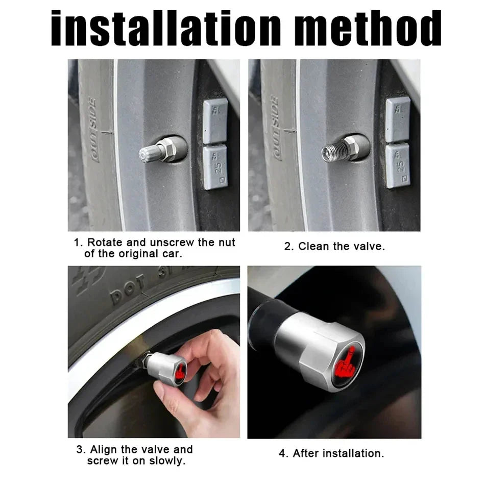 4PCS Aluminium Valve Stem Caps