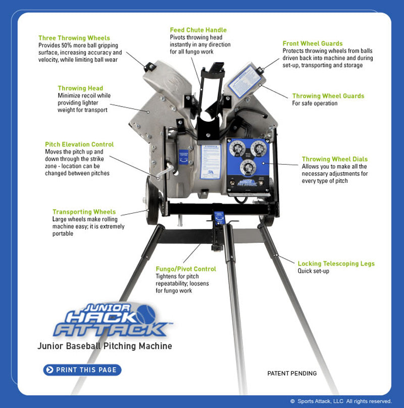 Junior Hack Attack Baseball Pitching Machine
