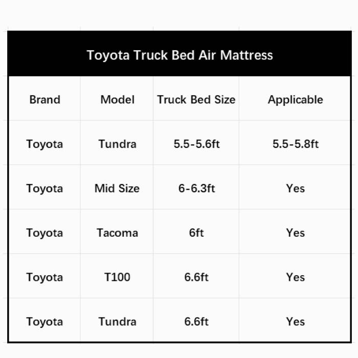 5.5-5.8ft | 6-6.5ft Toyota Short Truck Bed Air Mattress 1.0