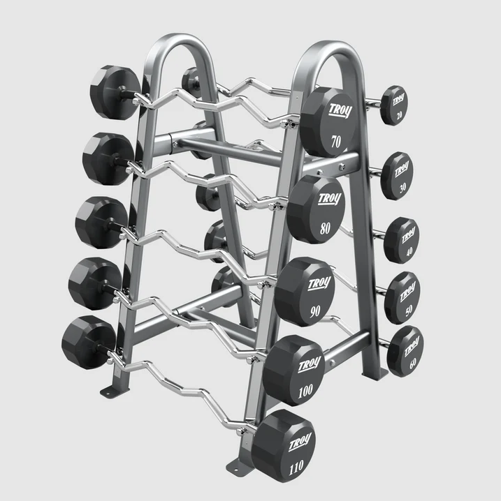 12-Sided 20-110lb Urethane Curl Barbell Set by Troy Barbell