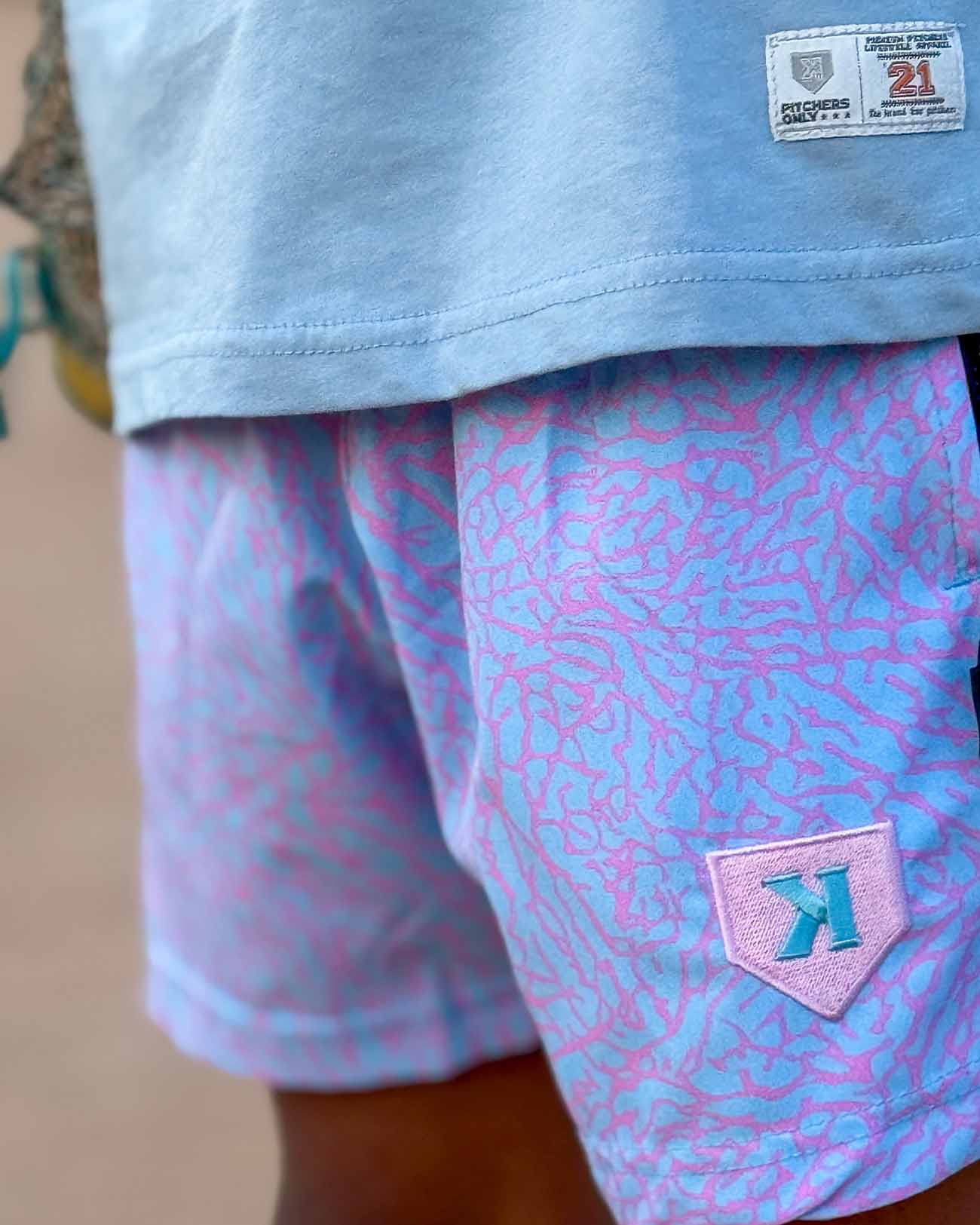 Youth Cotton Candy Elephant Print Training Shorts